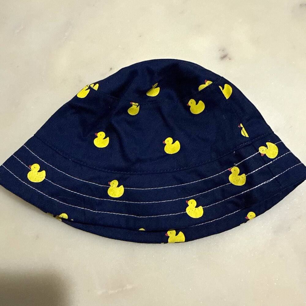 Scala Kids Boys Bucket Hat 2-4X Blue Yellow Duck Animal Print 100% Cotton